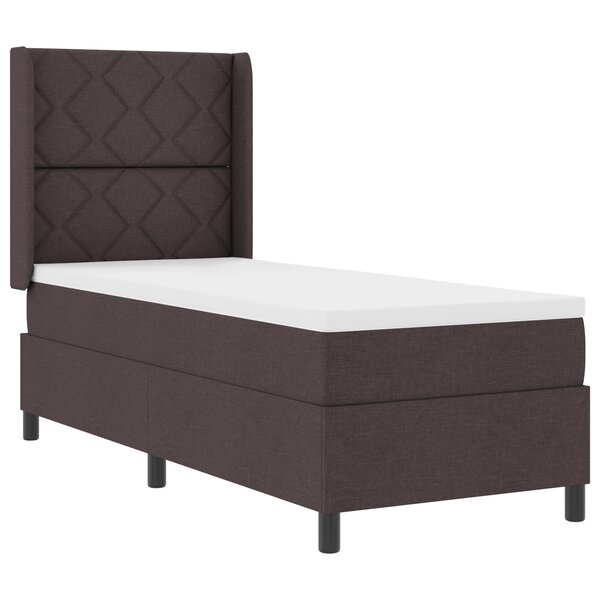 vidaXL Lit à ressorts avec matelas & LED marron foncé 80 x 200 cm  tissu