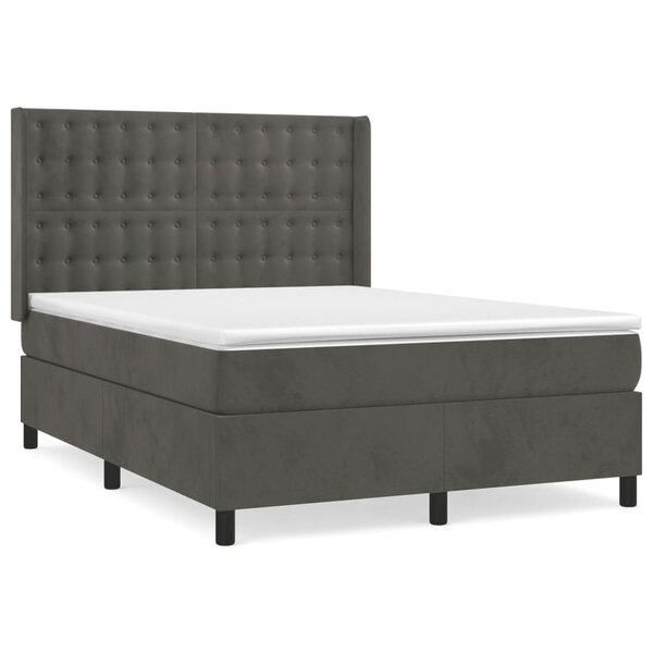 vidaXL Sommier à lattes de lit et matelas Gris foncé 140x190cm Velours