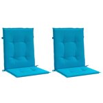 vidaXL Coussins de chaise de jardin à dossier bas lot de 2 bleu