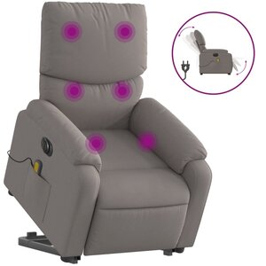 vidaXL Fauteuil inclinable de massage électrique Taupe Tissu