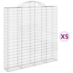 vidaXL Paniers à gabions arqués 5 Pièces 200x30x200/220 cm fer galvanisé