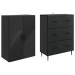 vidaXL Ensemble de Meubles 2 Pièces Noir 66 x 34 5 x 90 cm