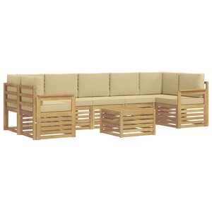 vidaXL Ensemble de canapés d'extérieur 8 pc Blanc et Beige Polyester
