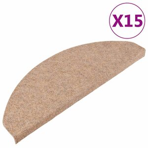 vidaXL Tapis d'escalier autocollants 15 Pièces 65x22 5x3 5 cm Beige