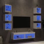 vidaXL Unités murales TV avec LED 8 Pièces blanc bois d'ingénierie