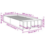 vidaXL Cadre de lit sonoma gris 75x190 cm bois d'ingénierie