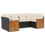 vidaXL Salon de jardin 6 Pièces avec coussins noir résine tressée