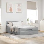 vidaXL Lit ottoman avec matelas gris clair 140x190 cm tissu