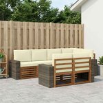 vidaXL Ensemble de canapé d'angle avec coussin 7 Pièces Naturel et Crème