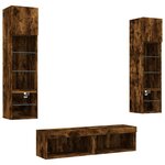 vidaXL Unités murales TV avec LED 6 Pièces chêne fumé bois d'ingénierie