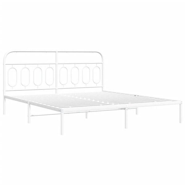 vidaXL Cadre de lit métal avec tête de lit blanc 160x200 cm