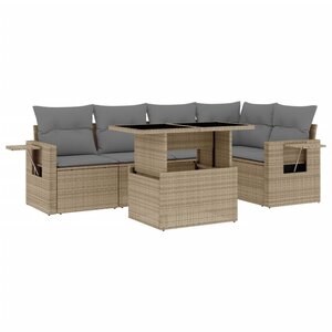vidaXL Salon de jardin avec coussins 6 Pièces beige résine tressée