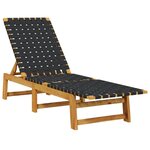 vidaXL Chaises longues lot de 2 noir bois d'acacia solide et tissu