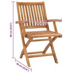 vidaXL Chaises pliables de jardin avec coussins lot de 8 Teck solide