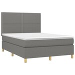 vidaXL Sommier à lattes de lit et matelas et LED Gris foncé 140x200 cm