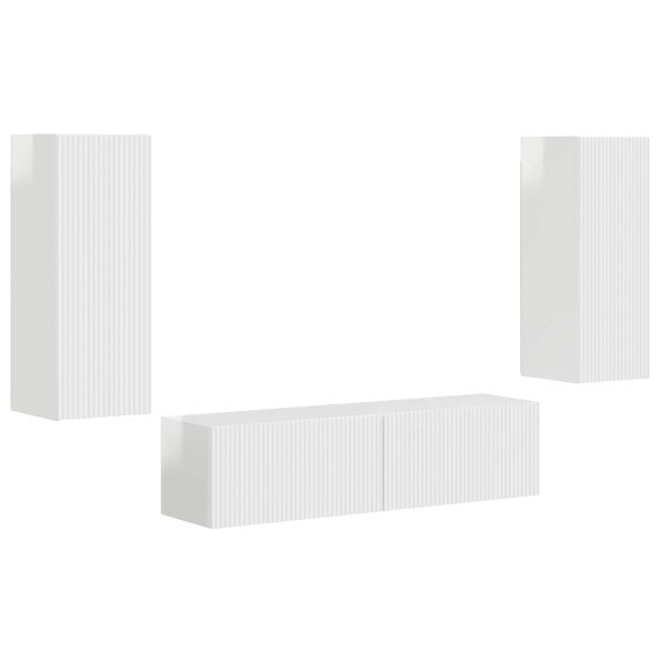 vidaXL Ensemble meuble TV 2 Pièces Blanc brillant Bois d'ingénierie