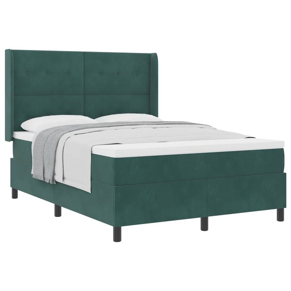 vidaXL Lit à ressorts avec matelas Vert foncé 160 x 200 cm Velours