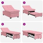 vidaXL Canapé-lit 3-en-1 en velours rose