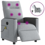 vidaXL Fauteuil de massage inclinable électrique gris clair tissu