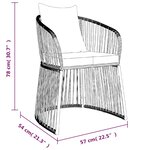 vidaXL Ensemble à manger de jardin et coussins 7 Pièces Noir Rotin PVC