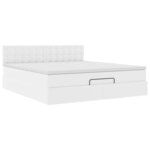 vidaXL Lit ottoman avec matelas & LED blanc pur 160x200cm similicuir