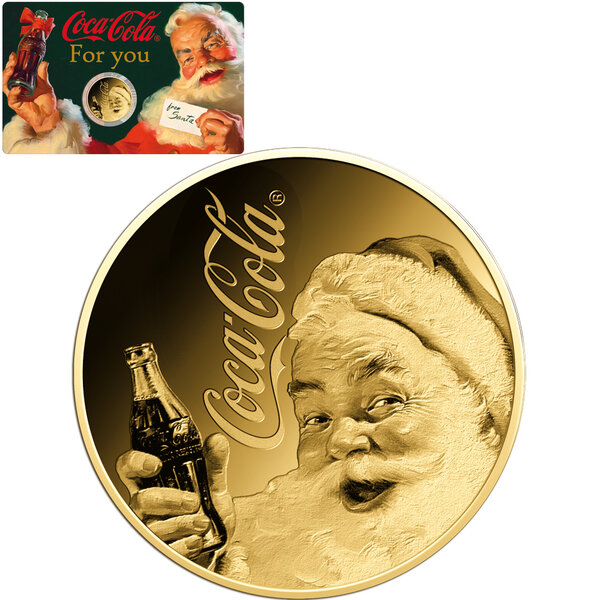 Pièce de monnaie en Or 3000 Francs g 0.031 (1/1000 oz) Millésime Gold Gift COCA COLA FOR YOU FROM SANTA 1/1000