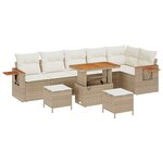 vidaXL Ensemble de canapé de jardin 9 Pièces Beige polyrotin