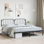 vidaXL Cadre de lit métal sans matelas avec tête de lit noir 200x200cm