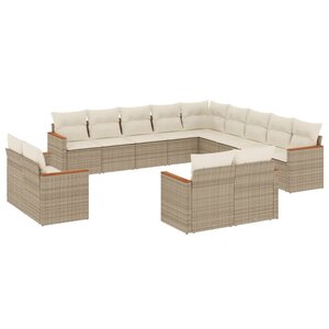 vidaXL Salon de jardin avec coussins 13 Pièces beige résine tressée