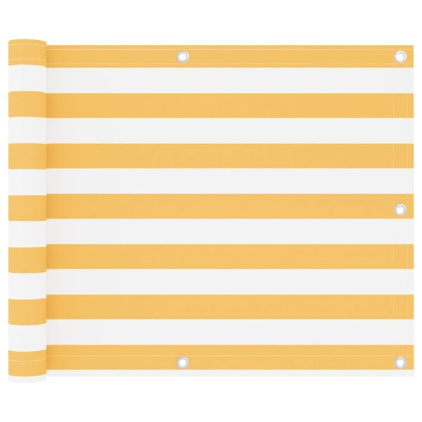 vidaXL Écran de balcon Blanc et jaune 75x400 cm Tissu Oxford