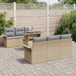 vidaXL Ensemble de canapé de jardin 7 Pièces Beige Poly Rattan