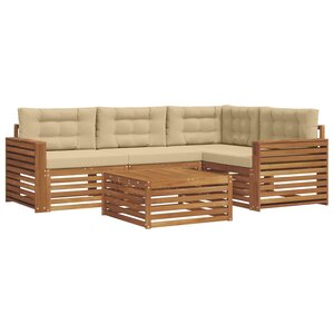 vidaXL Ensemble de canapés d'extérieur 5 pc Naturel et Beige