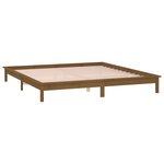 vidaXL Cadre de lit LED marron miel 120x190cm petit double bois massif