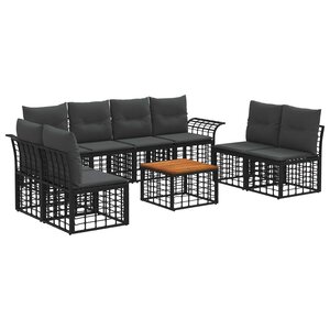 vidaXL Ensemble de canapés d'extérieur 9 Pièces Noir et Gris foncé