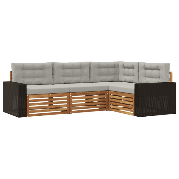 vidaXL Ensemble de canapés d'extérieur 4 Pièces Naturel et gris clair