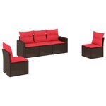 vidaXL Salon de jardin avec coussins 5 Pièces marron résine tressée