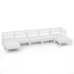 vidaXL Salon de jardin 7 Pièces Blanc Bois de pin massif