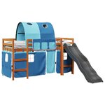 vidaXL Lit mezzanine enfants et tunnel bleu 90x200cm bois pin massif