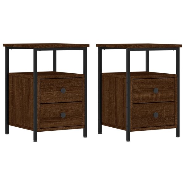 vidaXL Tables de chevet 2Pièces chêne marron 34x35 5x50cm bois ingénierie