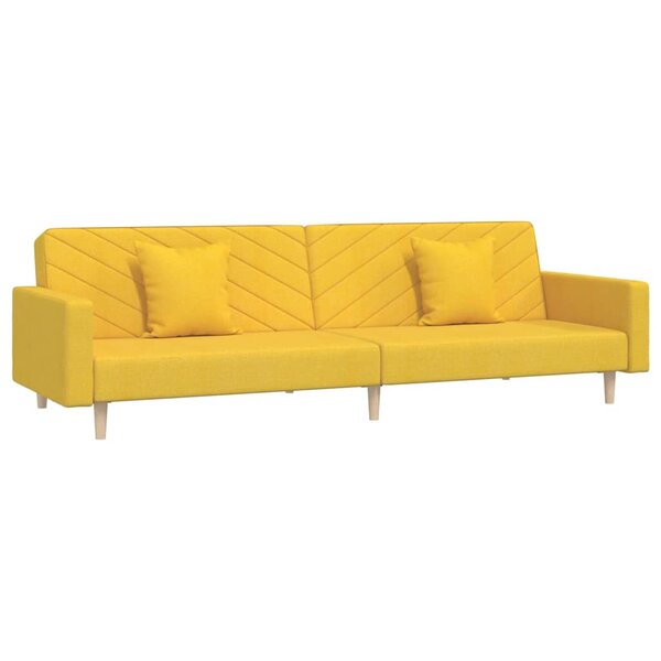 vidaXL Canapé-lit à 2 places avec deux oreillers jaune tissu