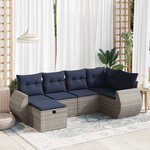 vidaXL Salon de jardin 6 Pièces avec coussins gris résine tressée