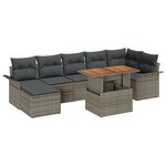Ensemble de Canapé de Jardin en 8 Pièces avec Coussins Gris
