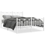 vidaXL Cadre de lit métal sans matelas et pied de lit blanc 135x190 cm