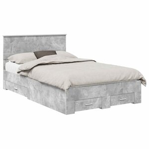 vidaXL Cadre de lit Gris béton 135 x 190 cm Bois d'ingénierie