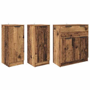 vidaXL Buffet avec tiroir 3 Pièces Bois Ancien Bois d'ingénierie