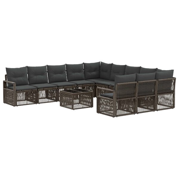 vidaXL Ensemble de canapé de jardin 12 Pièces Gris polyrotin