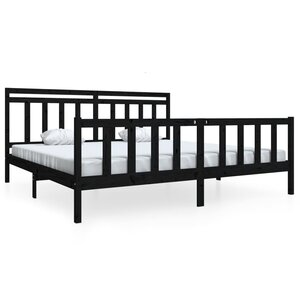 vidaXL Cadre de lit sans matelas noir bois massif 200x200 cm
