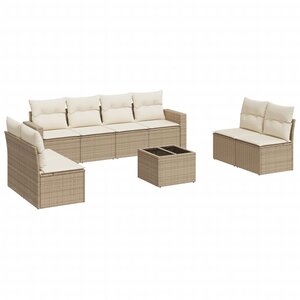 vidaXL Salon de jardin avec coussins 9 Pièces beige résine tressée