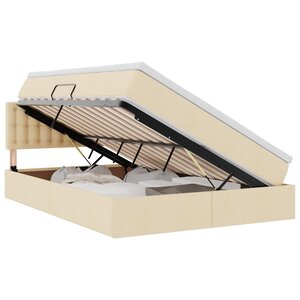 vidaXL Lit de rangement LED avec matelas Crème 140 x 190 cm Tissu