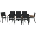 Ensemble de salle à manger de jardin de 9 pièces vidaXL en poly rattan noir